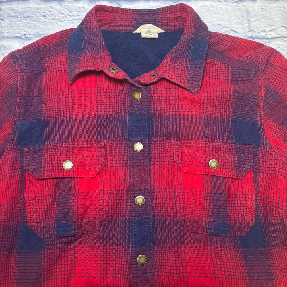 DULUTH TRADING FREE SWINGIN FLEECE LINED PLAID FLANNEL SHIRT JACKET SHACKET Med